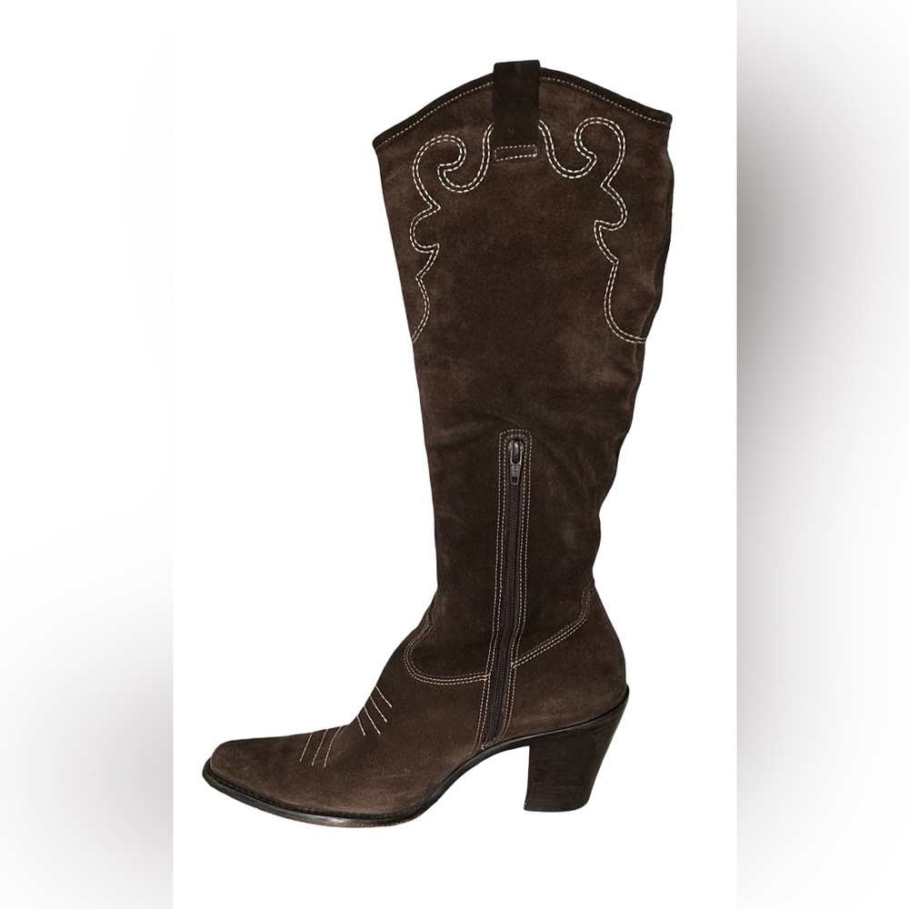 Dr. Scholl's Y2K Brown Suede Western Cowgirl Boots Women's 7.5 Country Bohemian - Picture 11 of 15